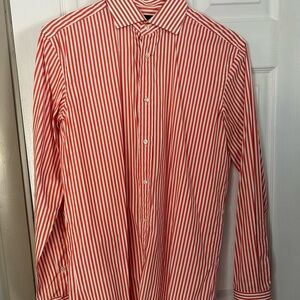 Ralph Lauren Shirt Men's M Orange Stripe Button Up Made in Italy